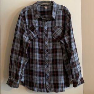 Feminine flannel in blue, pink and white - EUC